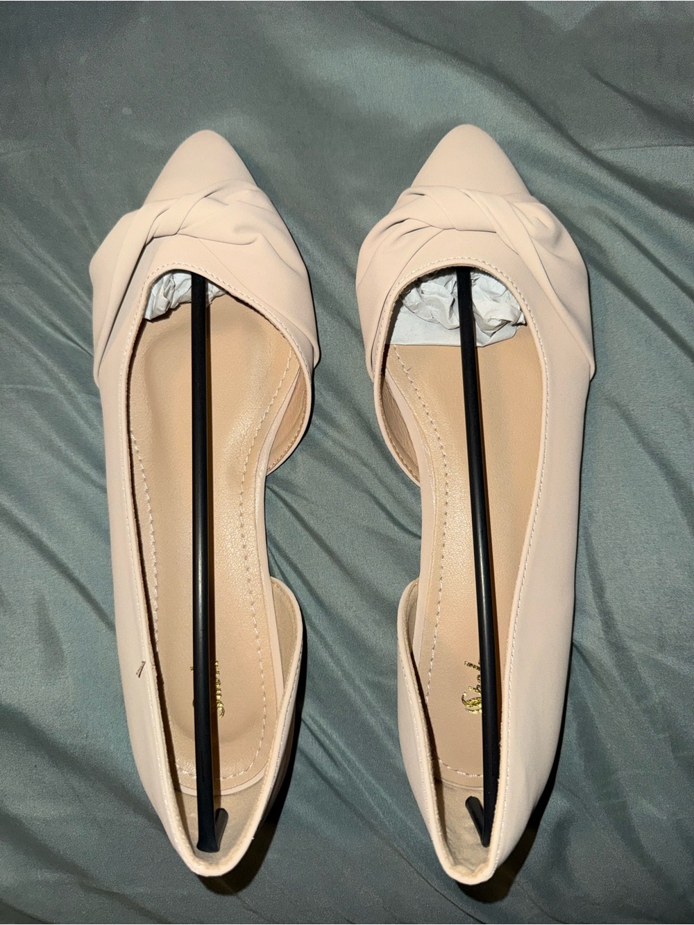 SHEIN Blush Knot Pointed D'Orsay Flats